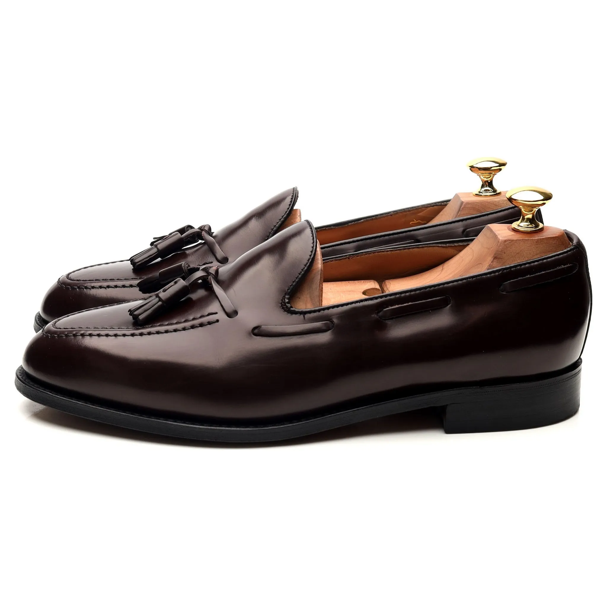 'Harrow' Burgundy Leather Tassel Loafers UK 9 EX