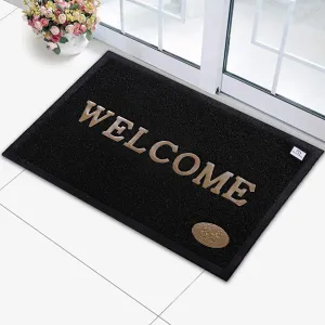 Heart Home Eco-Friendly Heavy Duty Rubber & PVC Super Absorbent Outdoor Welcome Mat with Non-Slip Net Backing (Black, Model: HHEART015379)