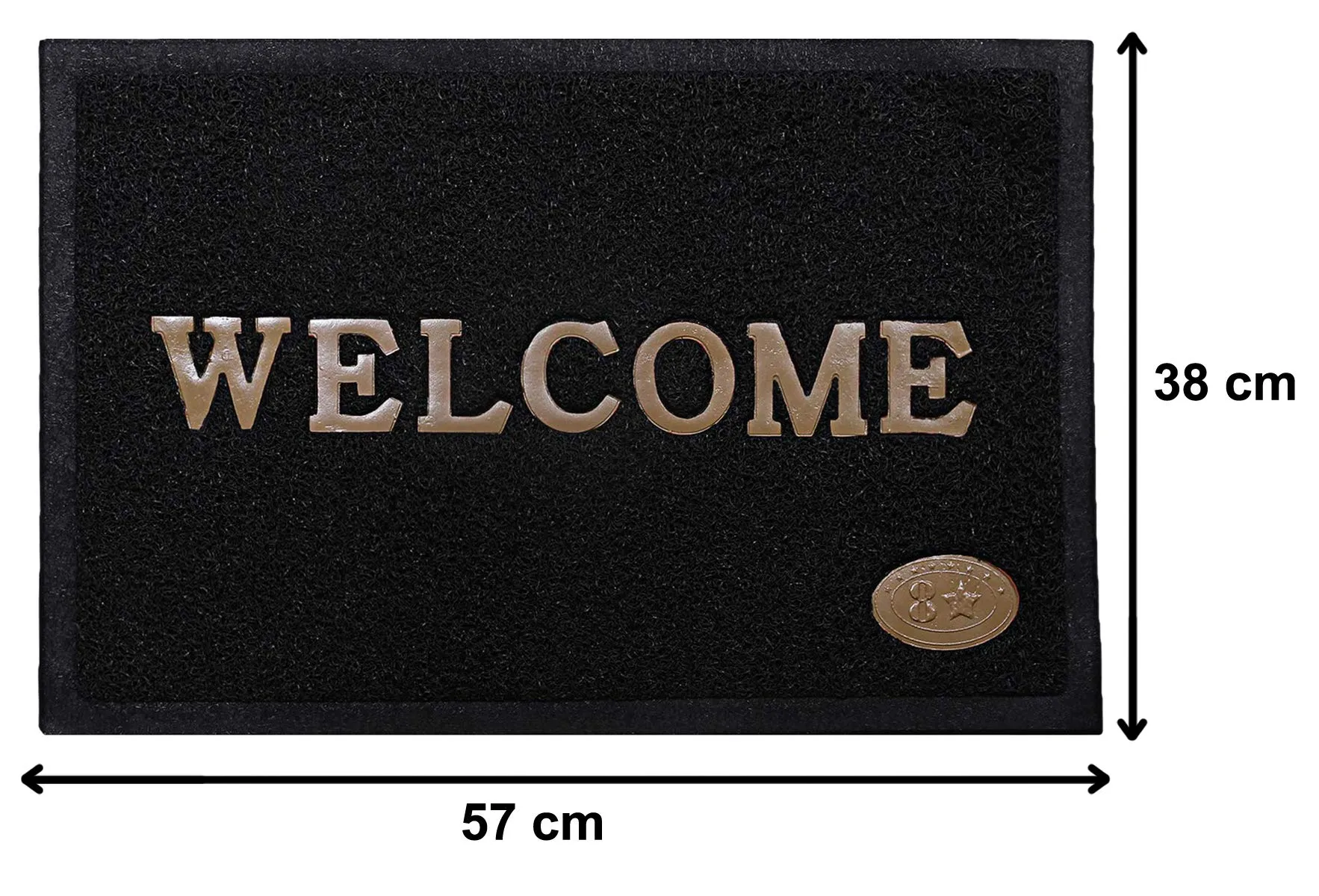 Heart Home Eco-Friendly Heavy Duty Rubber & PVC Super Absorbent Outdoor Welcome Mat with Non-Slip Net Backing (Black, Model: HHEART015379)