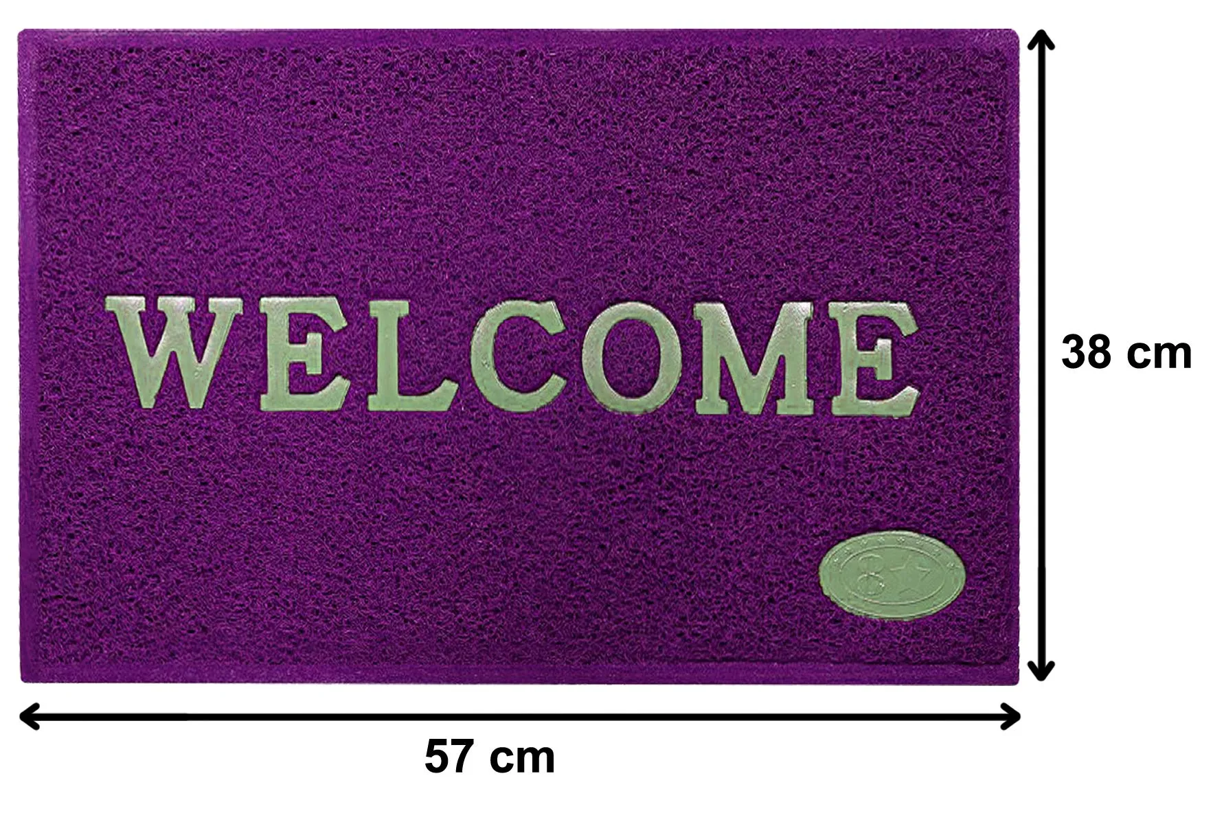 Heart Home Rubber Anti Slip Welcome Door Mat for Home Entrance, Office, Shop (Purple & Green & Black)-Pack of 3-HHEART15414