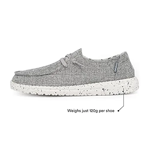 Hey Dude Women's Wendy L Linen Iron Size 9 | Women’s Shoes | Women’s Lace Up Loafers | Comfortable & Light-Weight