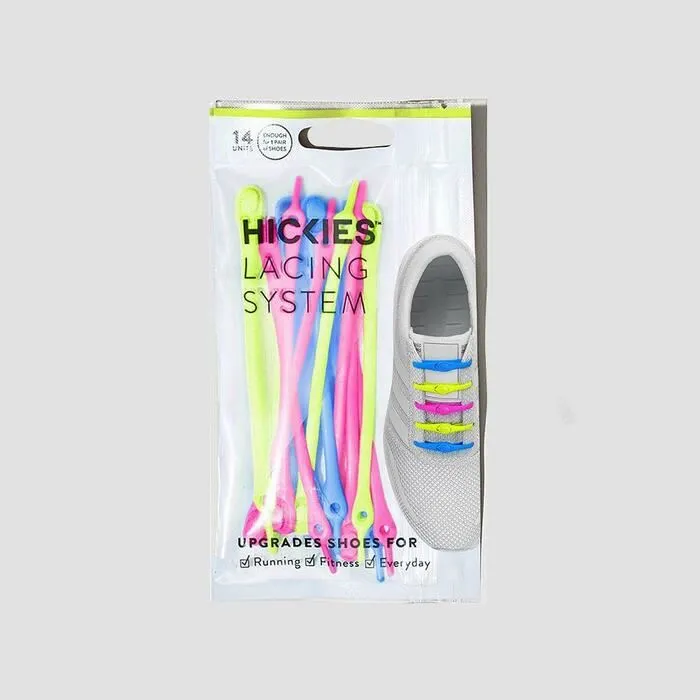 Hickies Laces Originals No Tie Elastic Shoelaces 14 Pack - Neon Multi Colour