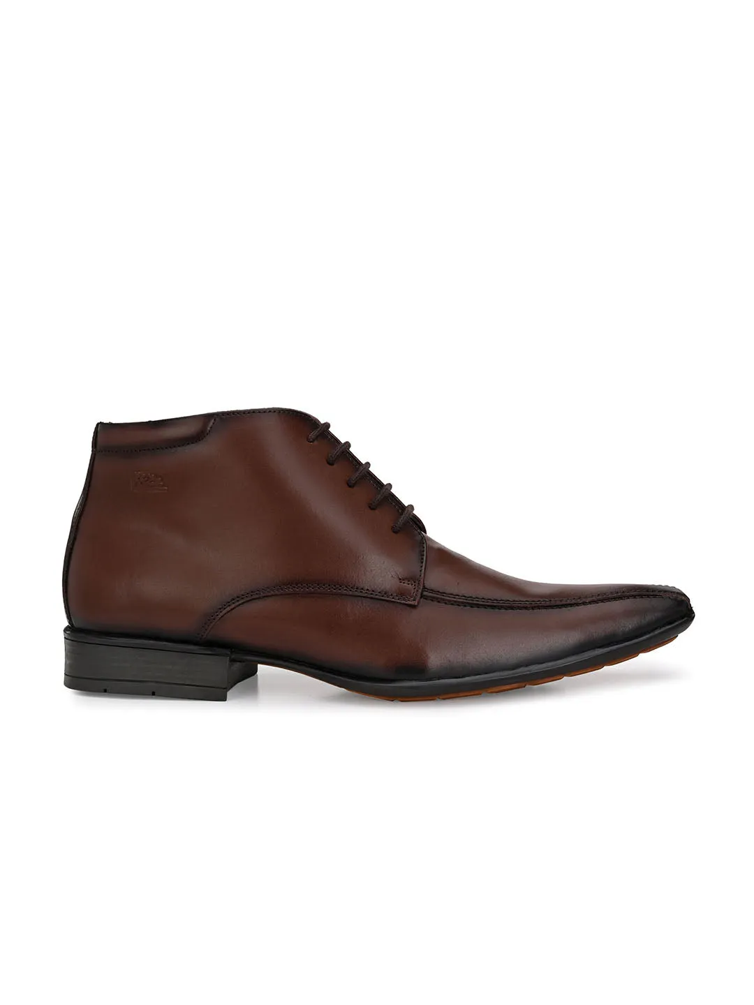 Hitz Men's Brown Leather Derby Ankle Boot Shoes