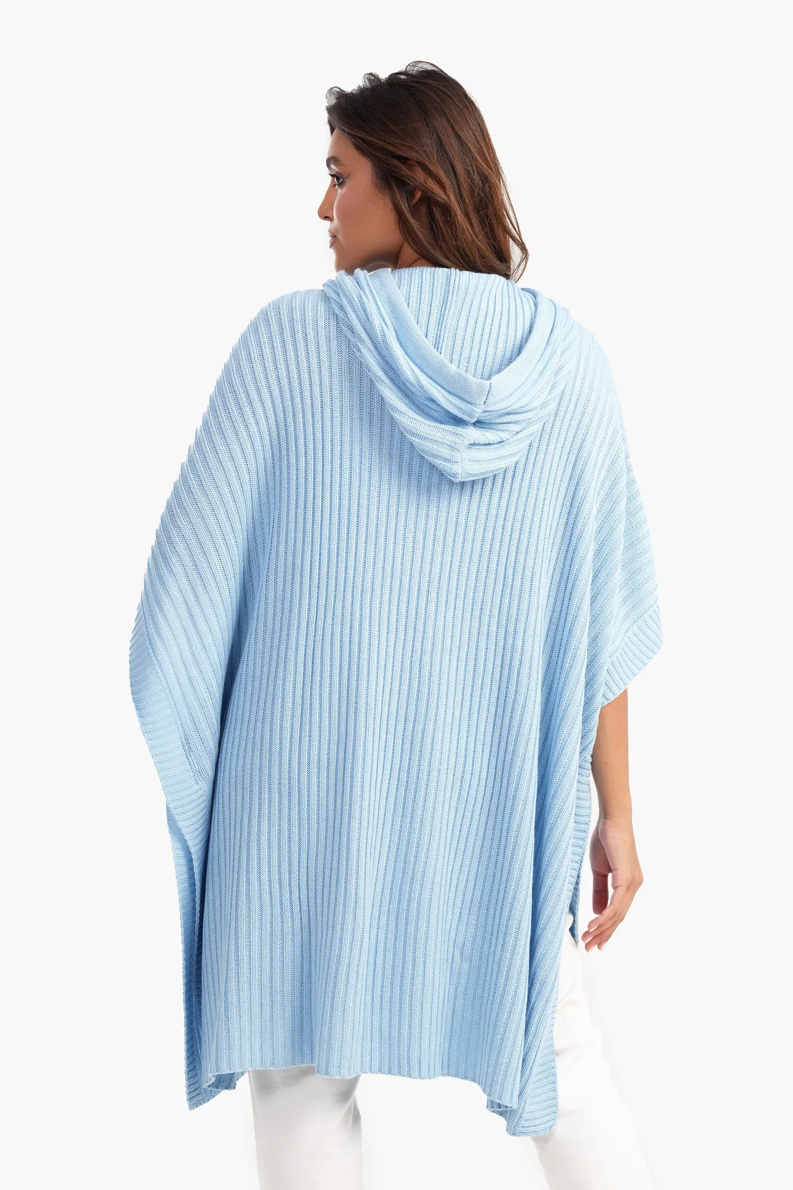 Hooded Poncho with Knee Length