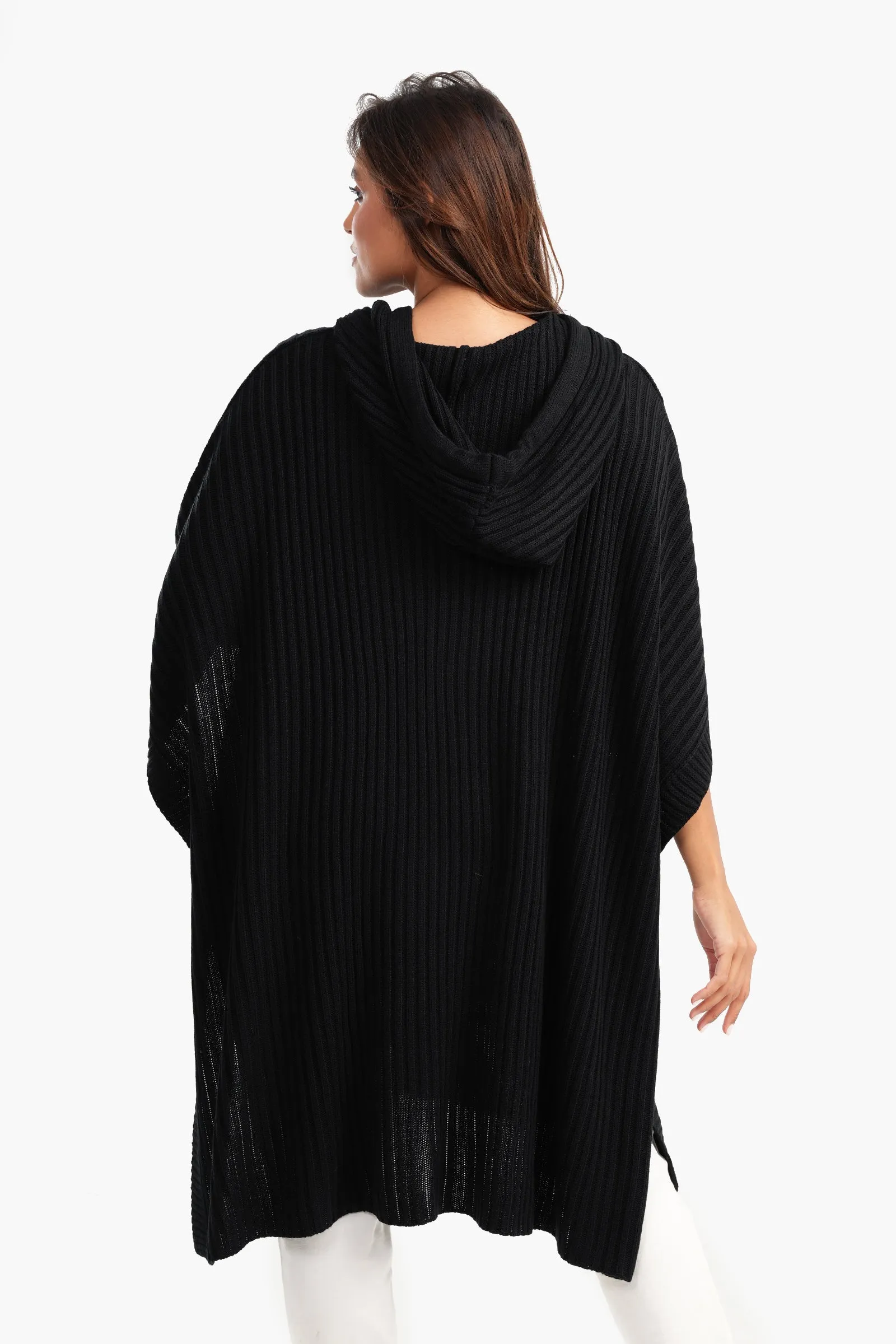 Hooded Poncho with Knee Length