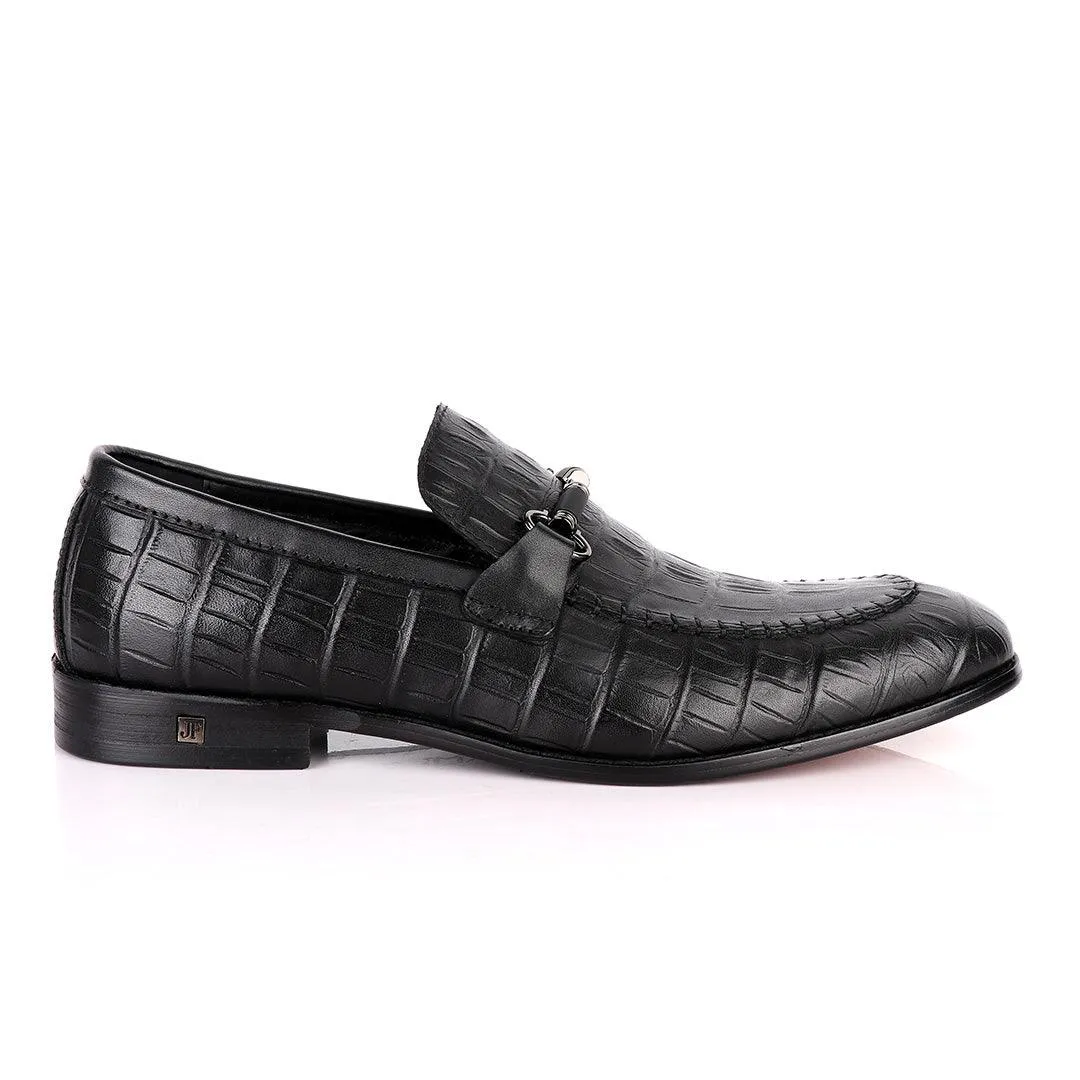 John Foster Classy Black Chain Head Leather Formal Shoe