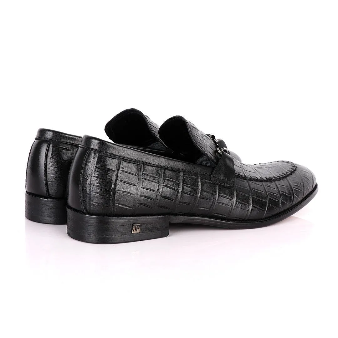 John Foster Classy Black Chain Head Leather Formal Shoe