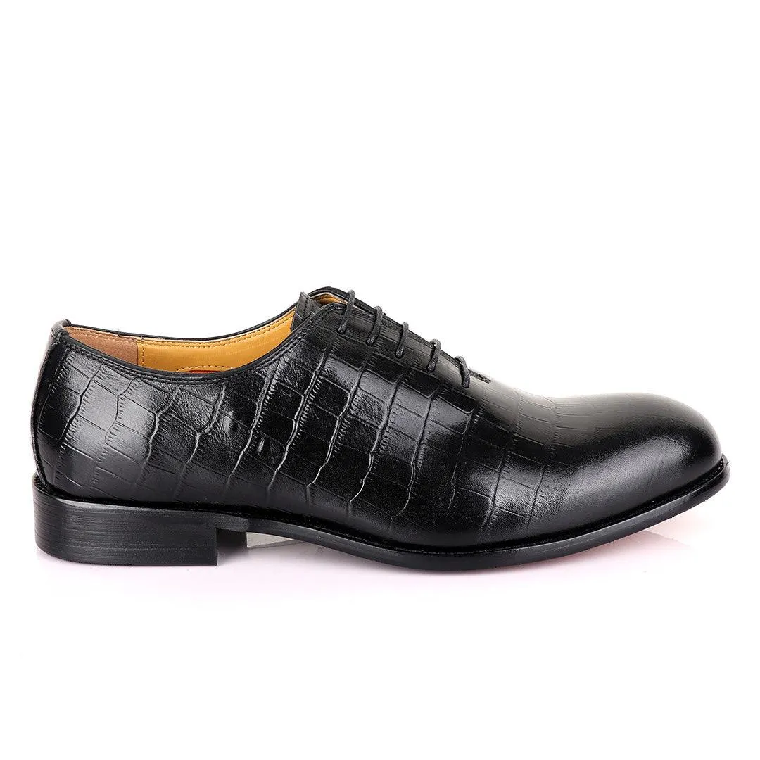 John Mendson Oxford Croc Lace up Leather Shoe