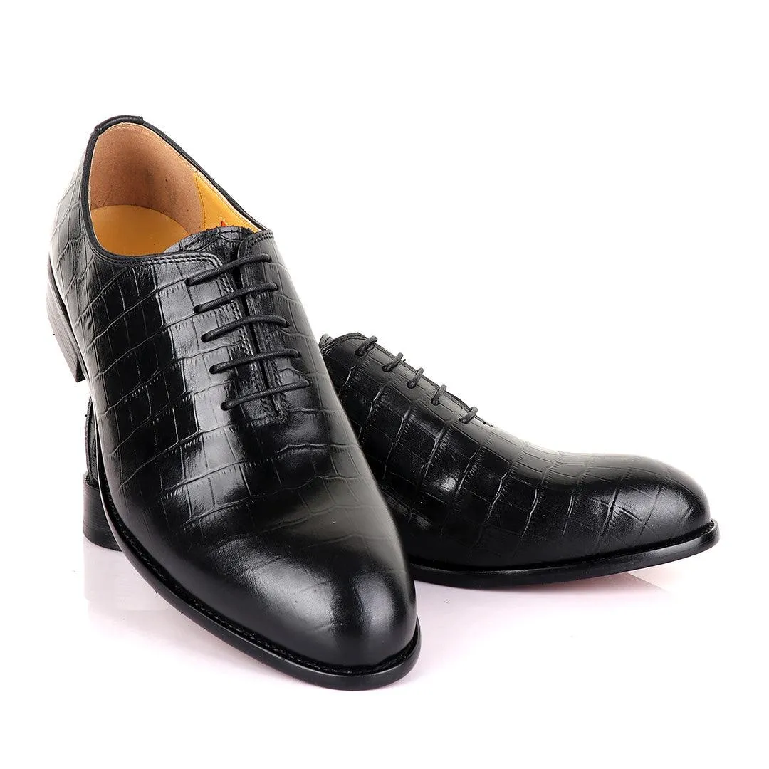 John Mendson Oxford Croc Lace up Leather Shoe