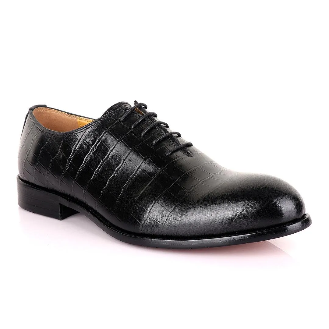 John Mendson Oxford Croc Lace up Leather Shoe