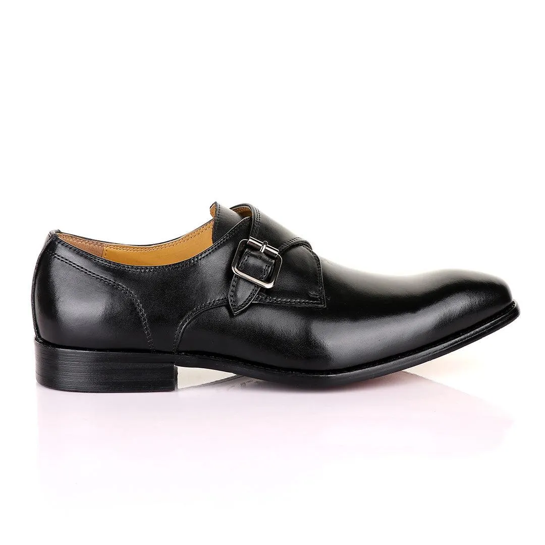 John Mendson Single Strap Black Leather Shoe