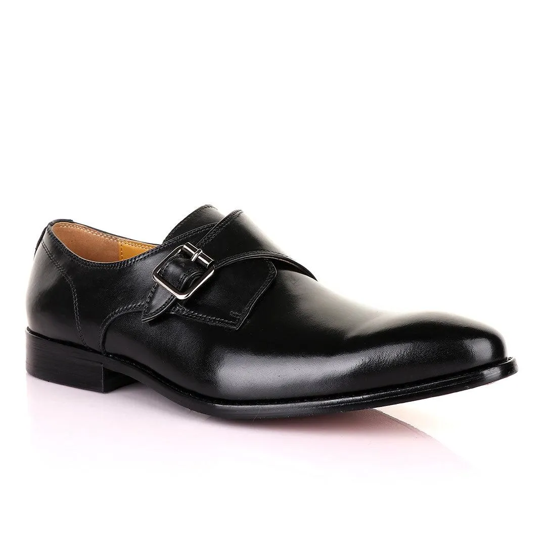 John Mendson Single Strap Black Leather Shoe