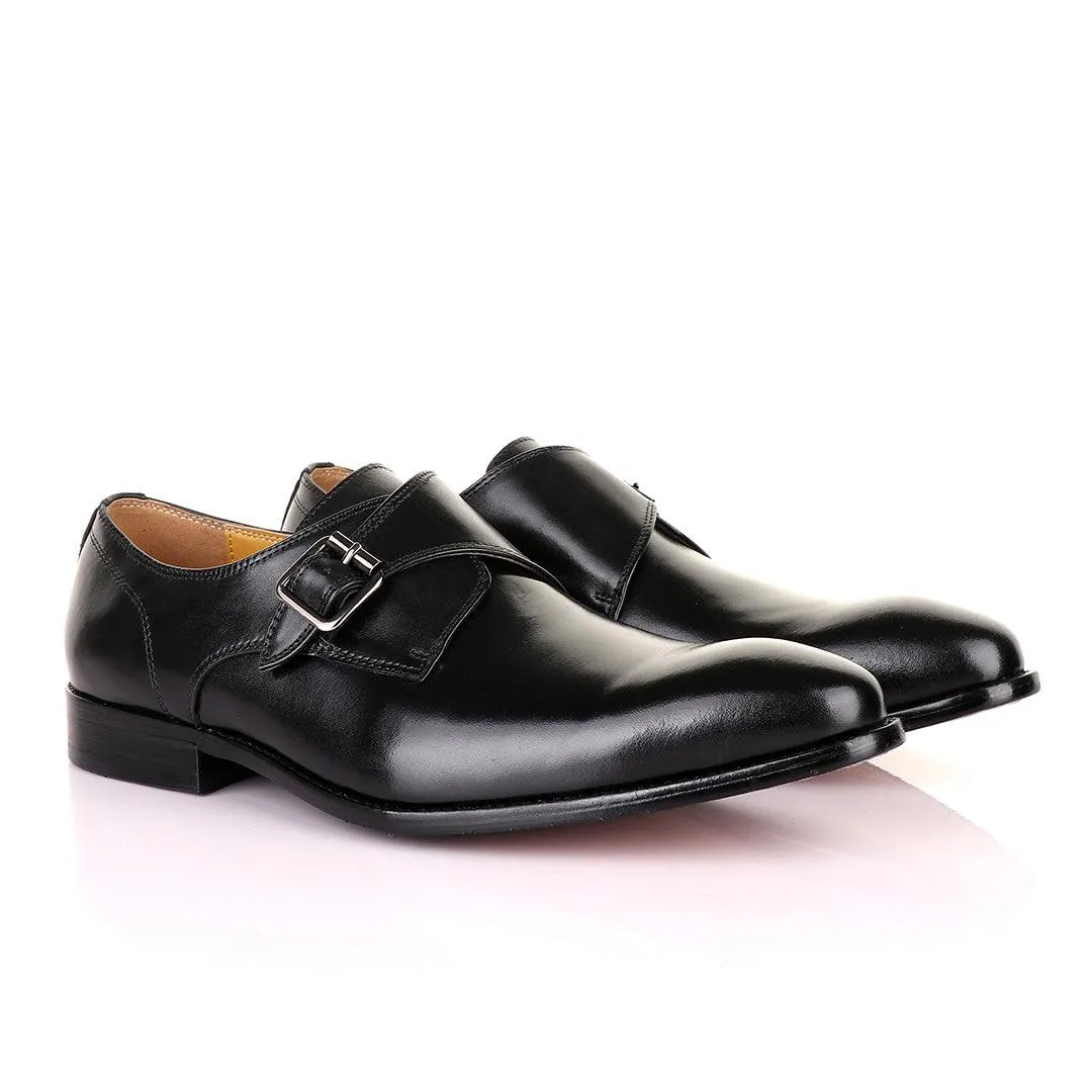 John Mendson Single Strap Black Leather Shoe