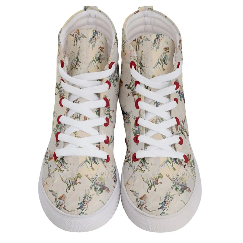 Jurassic Blossom Women’s Hi-Top Skate Sneakers Dinostaur Exclusive Print