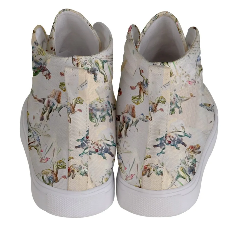 Jurassic Blossom Women’s Hi-Top Skate Sneakers Dinostaur Exclusive Print