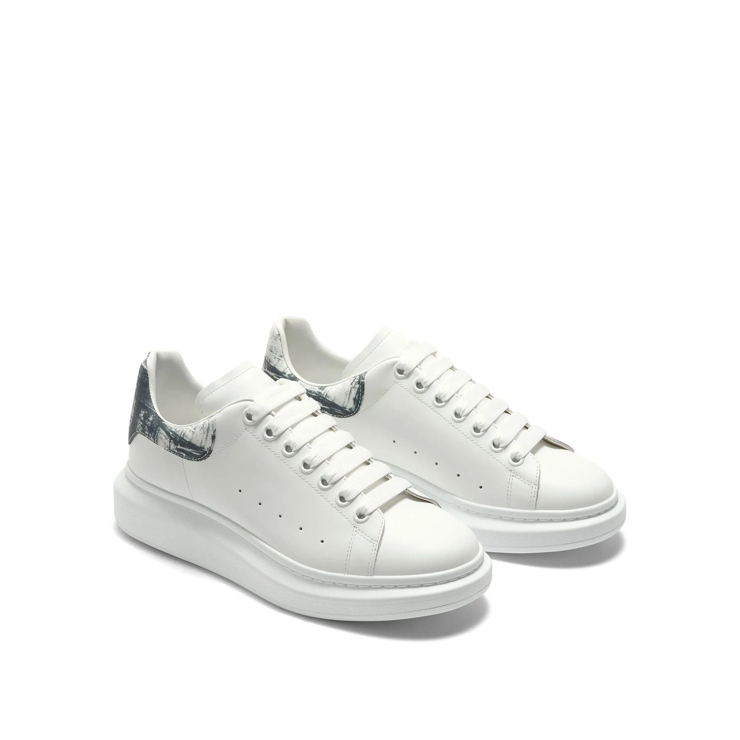 Larry Oversized Suede Heel Sneaker in White/Black