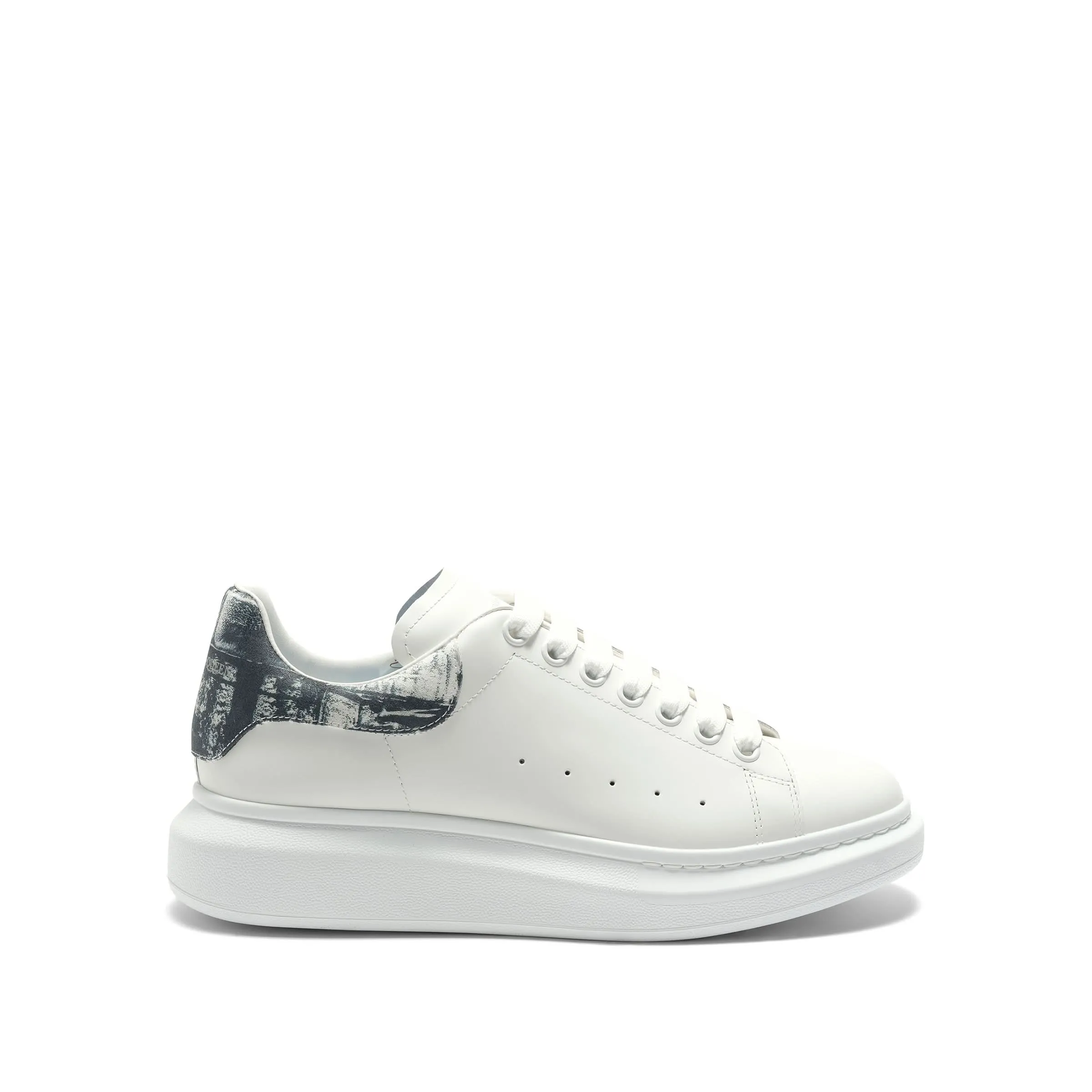 Larry Oversized Suede Heel Sneaker in White/Black