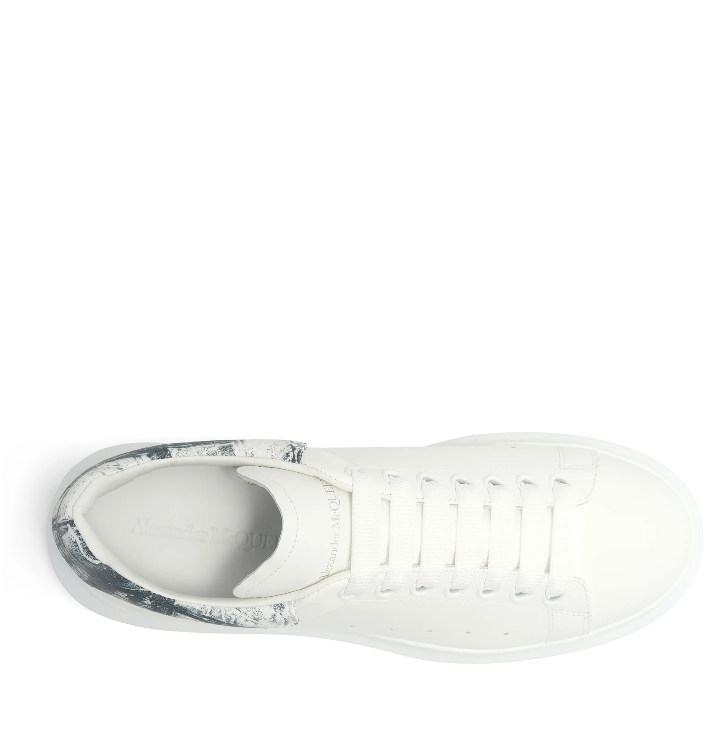 Larry Oversized Suede Heel Sneaker in White/Black