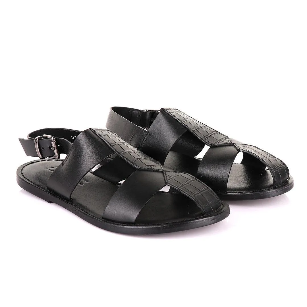 Lishushan Handmade Black Leather Sandals