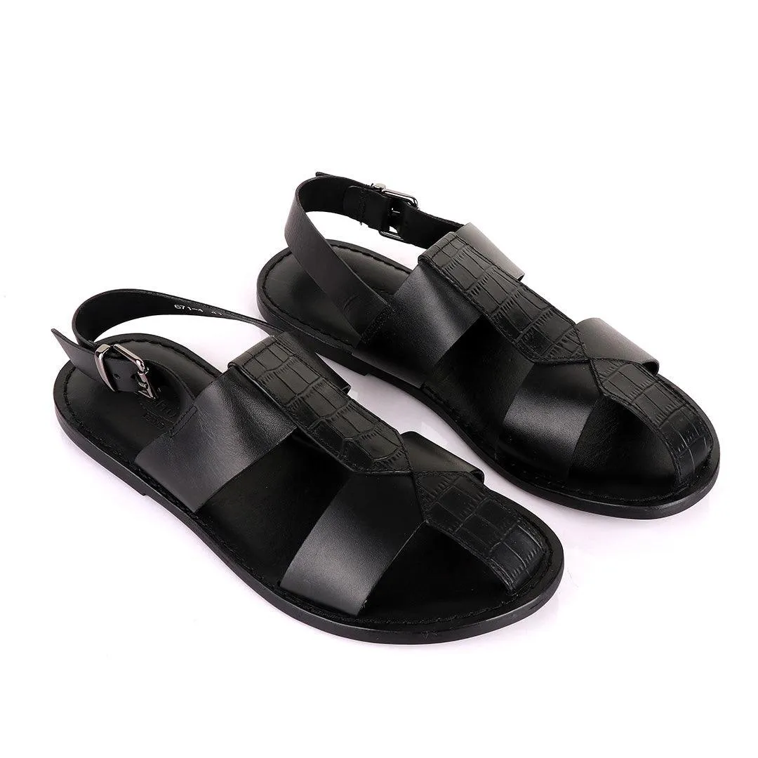 Lishushan Handmade Black Leather Sandals