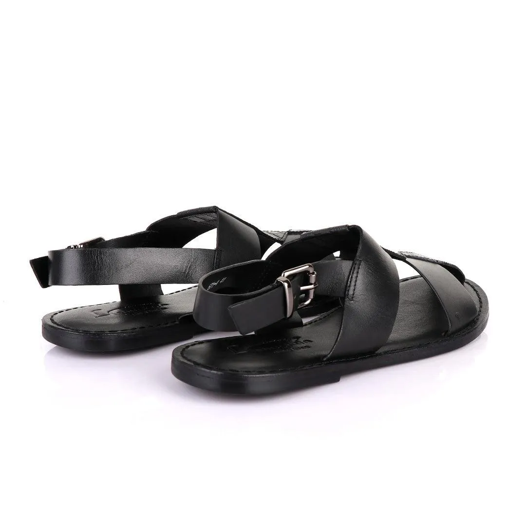 Lishushan Handmade Black Leather Sandals