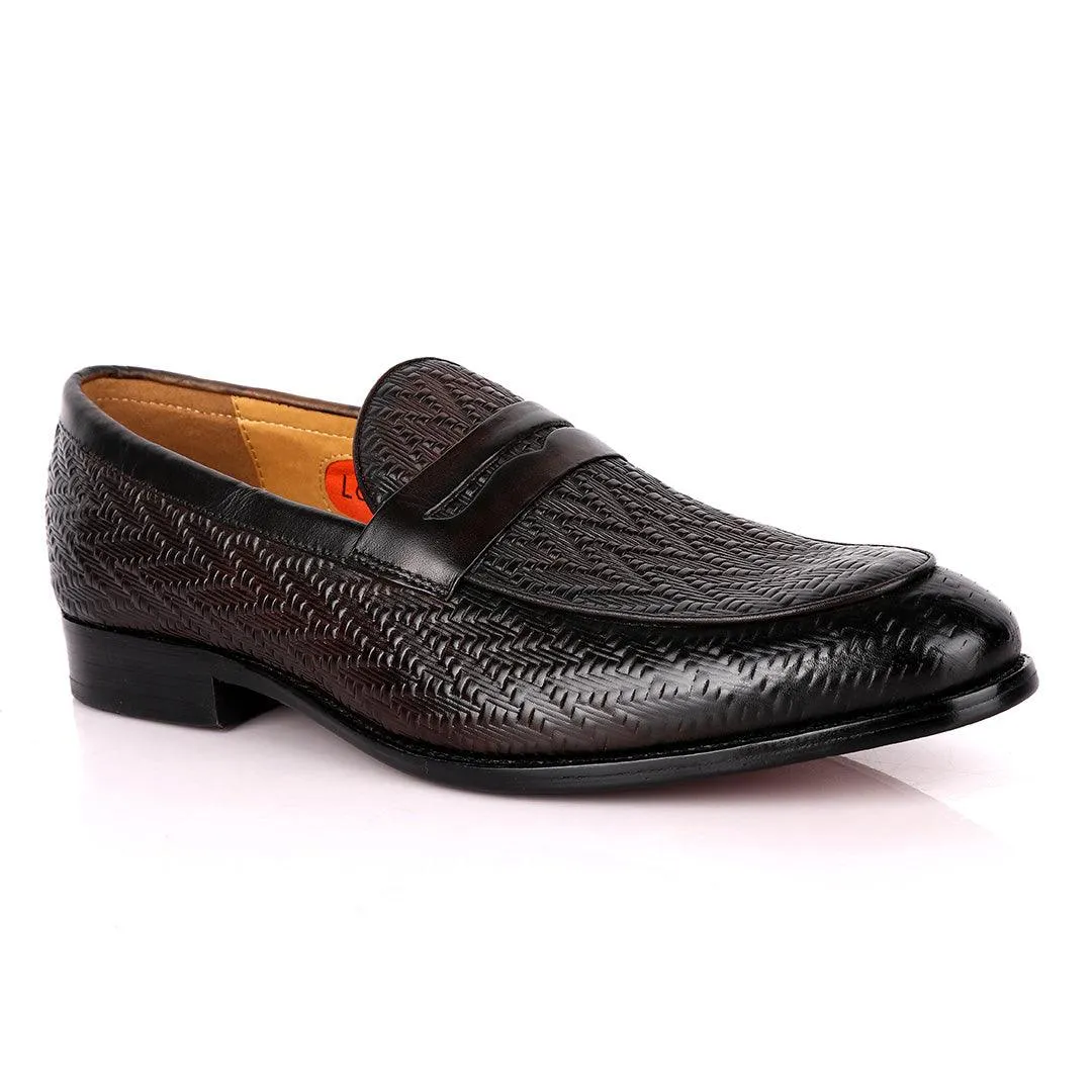 LoriBlu Pattern Coffee Formal Leather Shoe