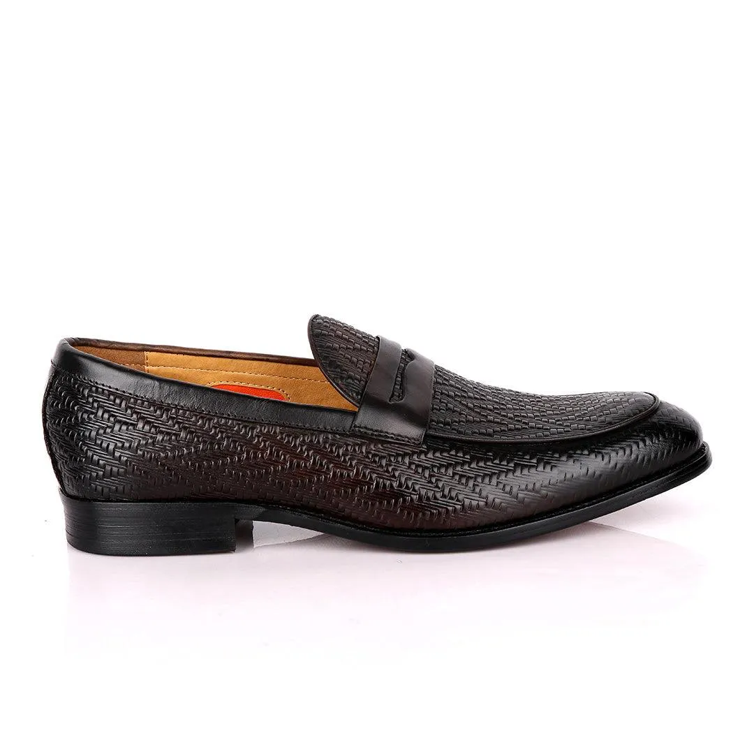 LoriBlu Pattern Coffee Formal Leather Shoe