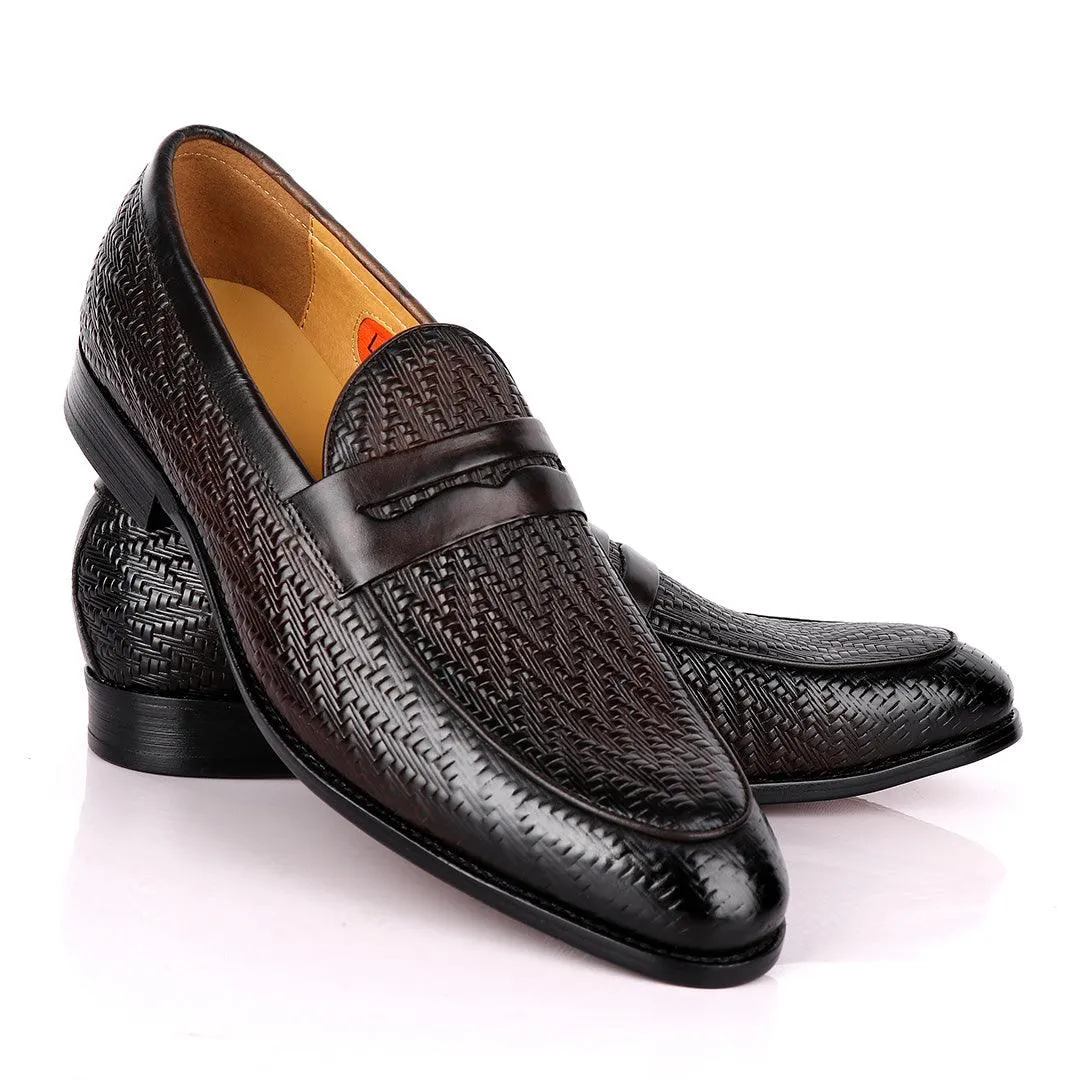 LoriBlu Pattern Coffee Formal Leather Shoe