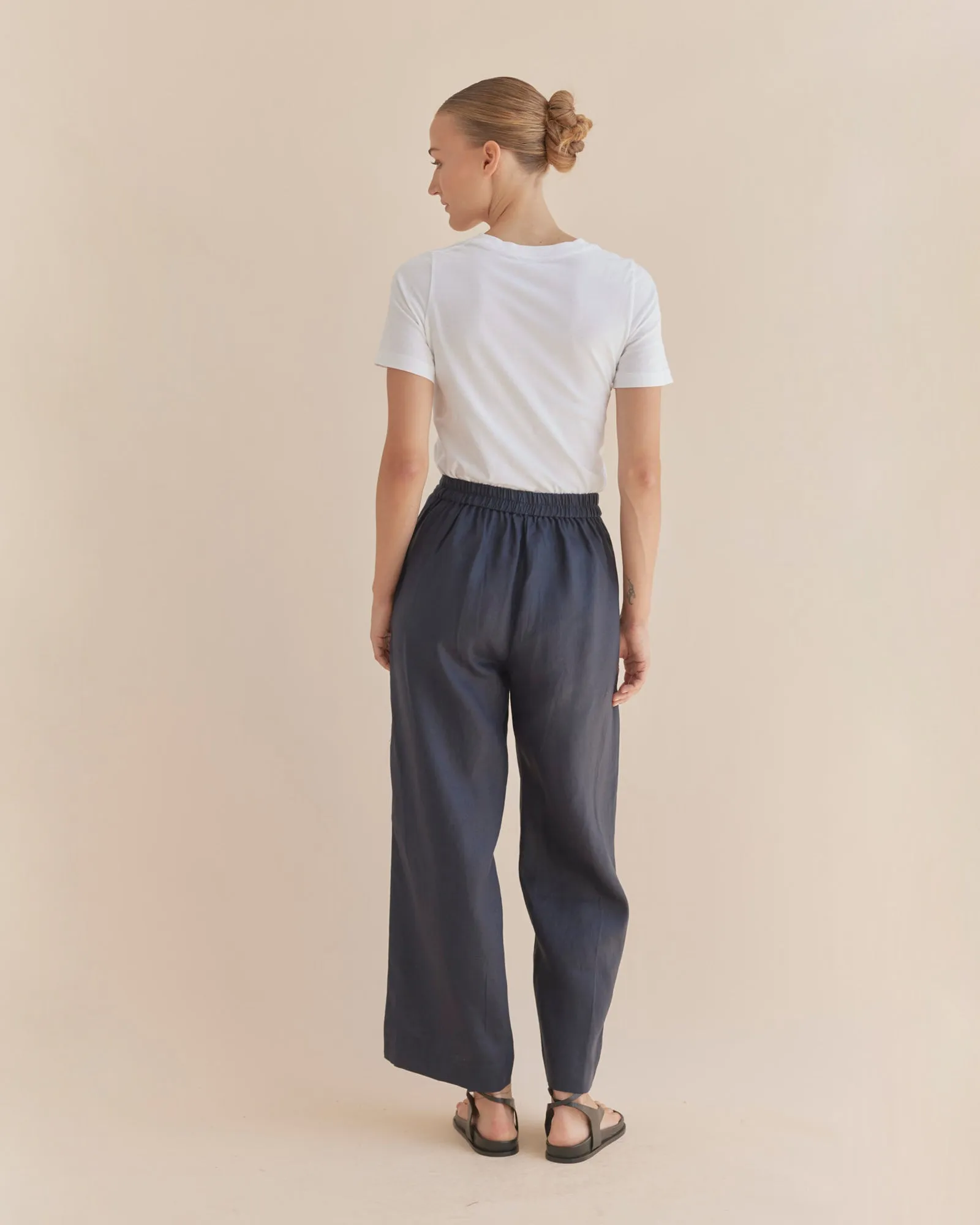 Mabel Linen Pant - Navy