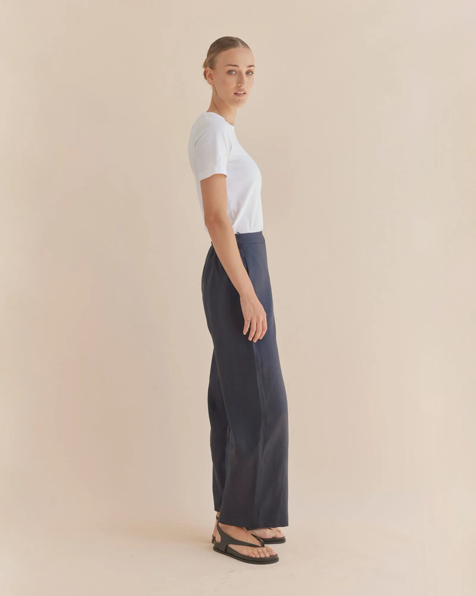 Mabel Linen Pant - Navy