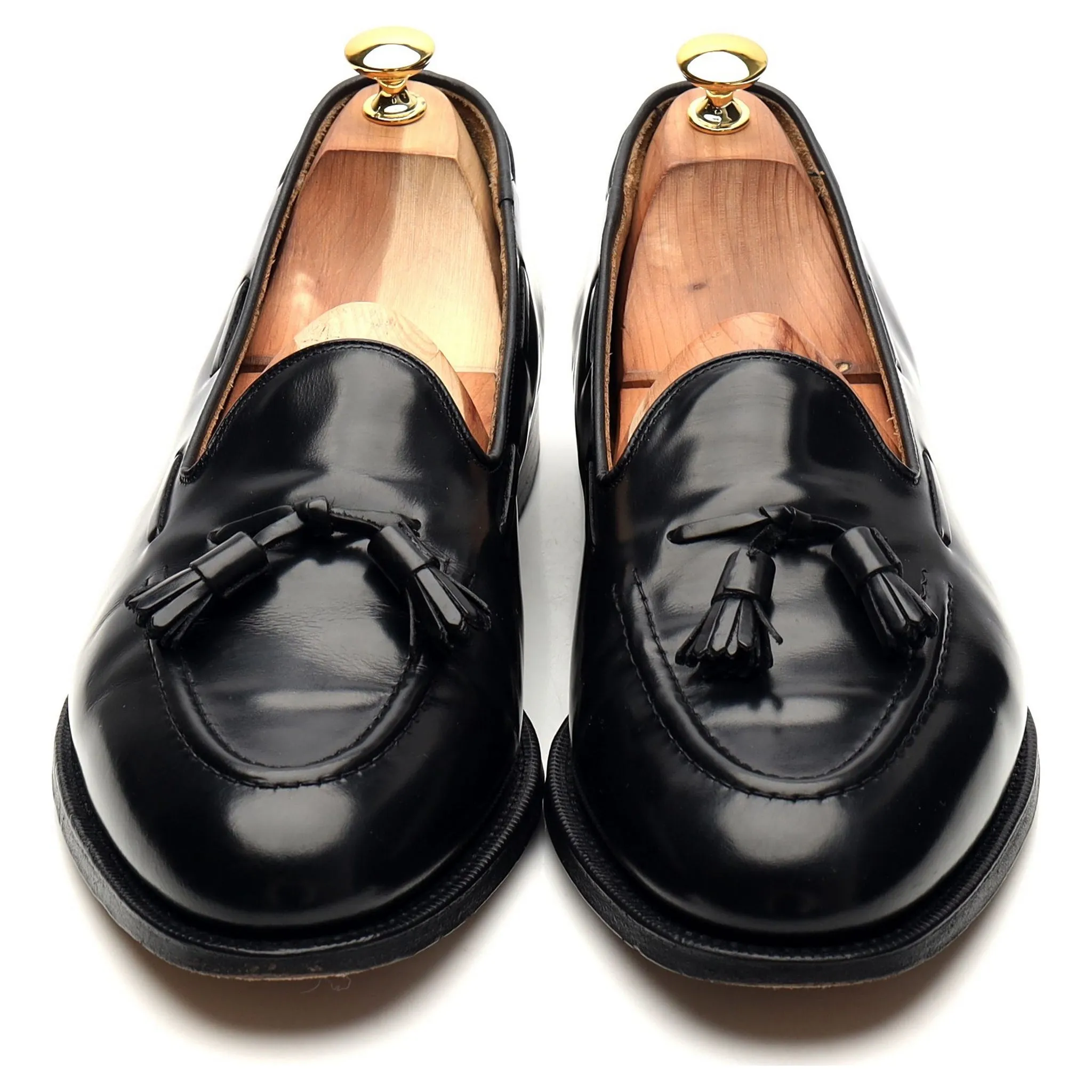 'Melbourne' Black Leather Tassel Loafers UK 11 F