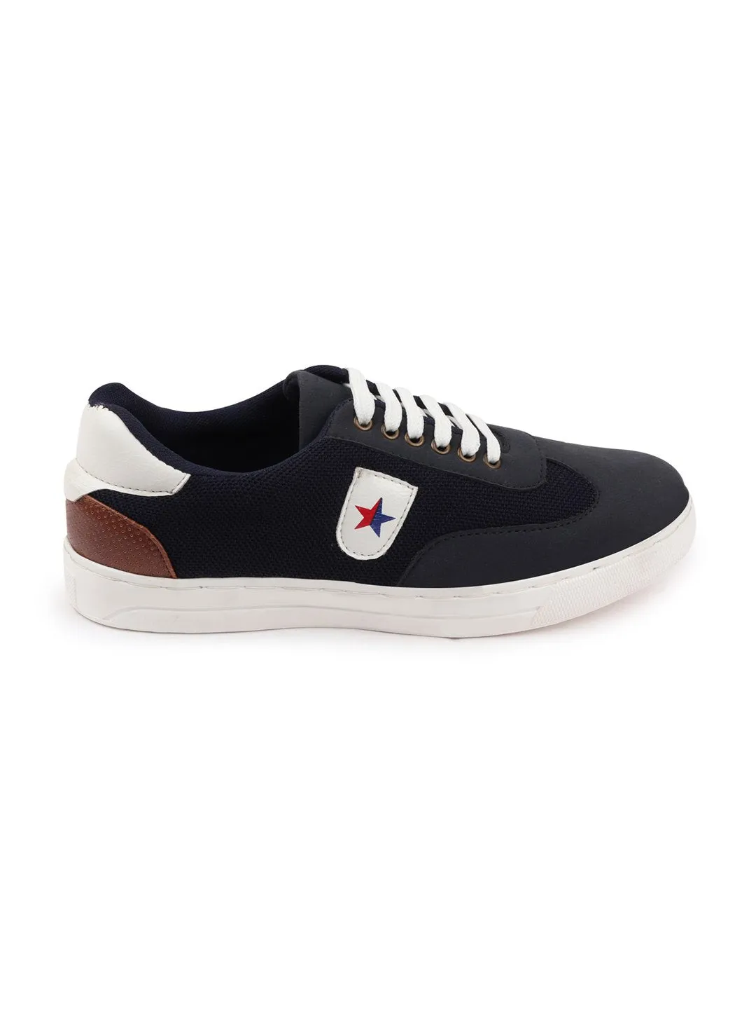 Men Navy Blue Trendy Lace Up Colorblocked Sneakers