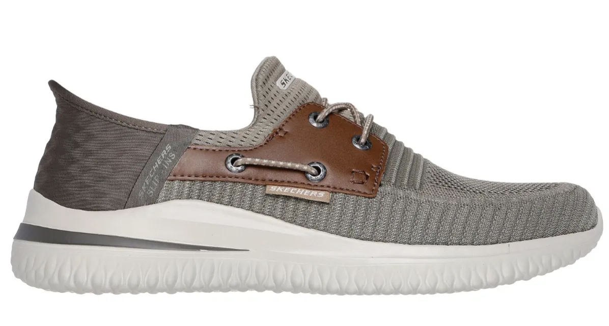 MEN'S SKECHERS SLIP-INS RELAXED DELSON 3.0-ROTH | TAUPE / BROWN