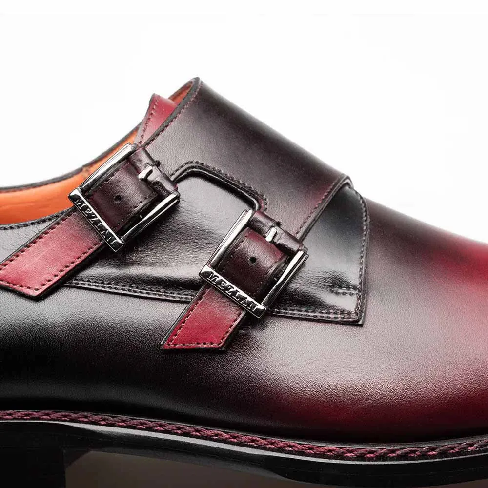 Mezlan Pintor Burgundy Bi-Tone Double Monk Strap Shoes