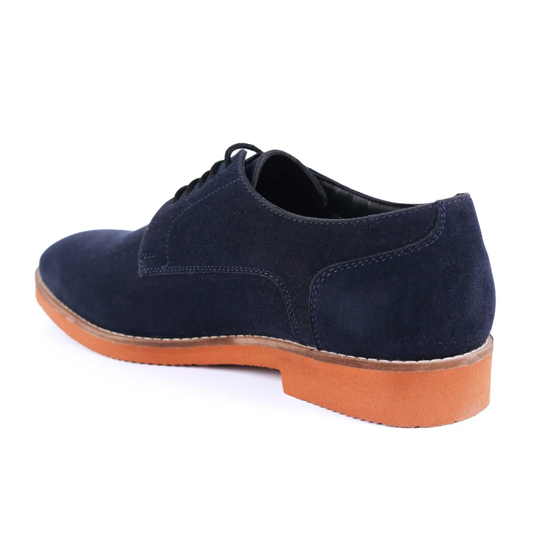 Monkstory Elegance Derby Suede Lace-Ups - Navy Blue