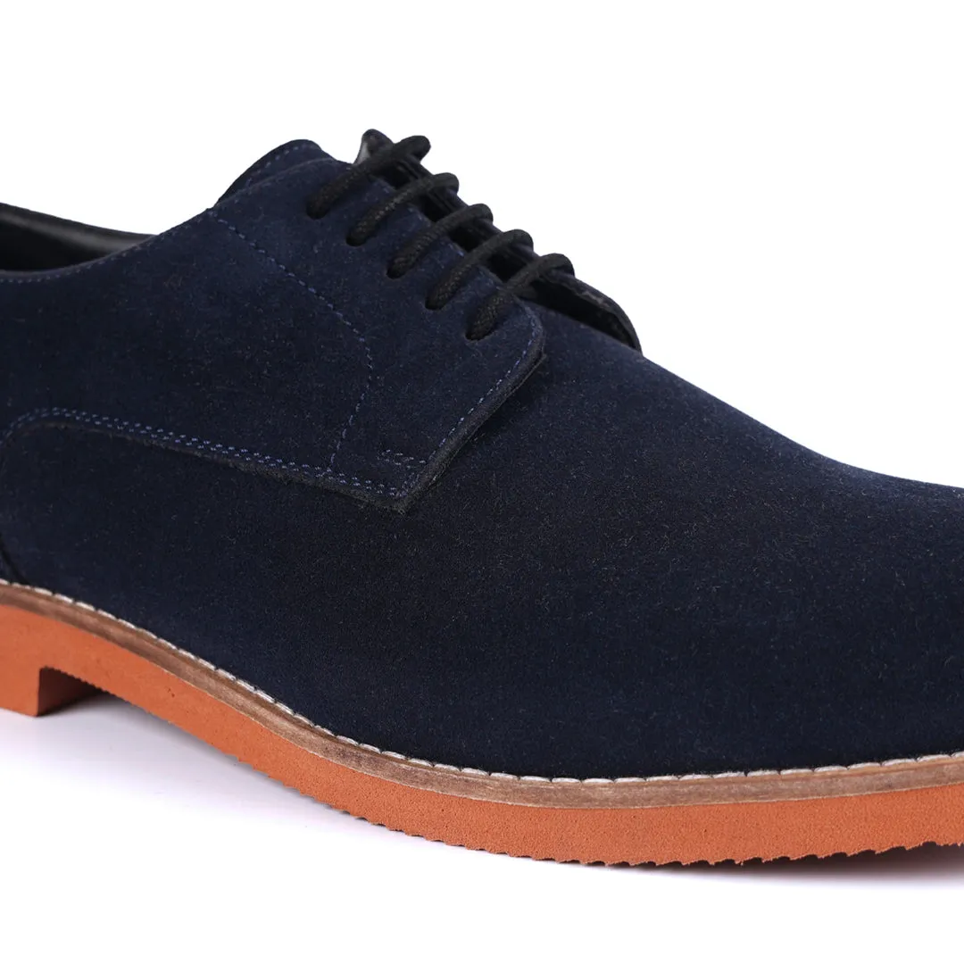 Monkstory Elegance Derby Suede Lace-Ups - Navy Blue