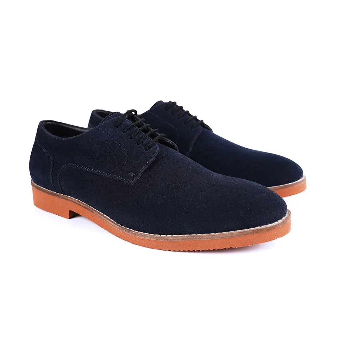 Monkstory Elegance Derby Suede Lace-Ups - Navy Blue