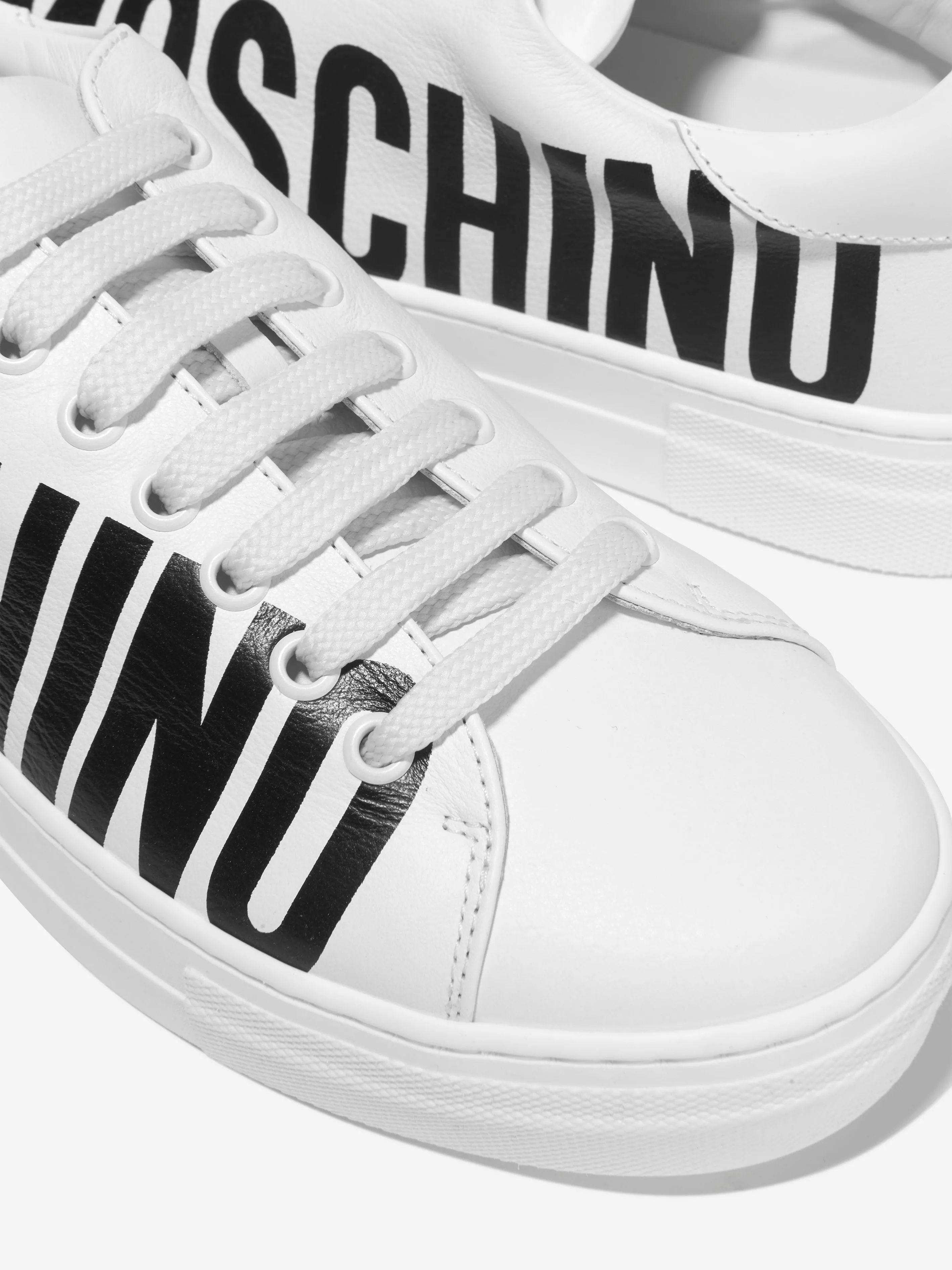 Moschino Unisex Leather Logo Print Trainers