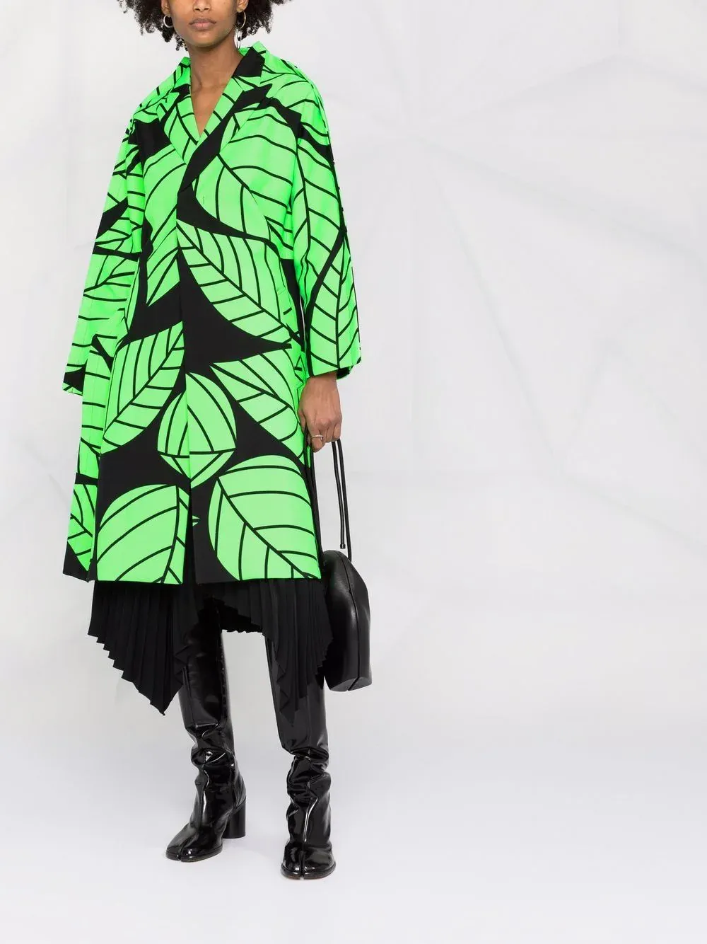 Nylon Twill Leaf Pattern Long Coat