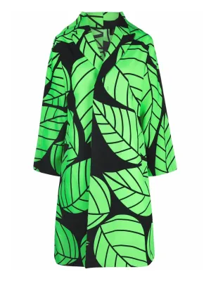 Nylon Twill Leaf Pattern Long Coat