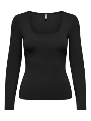 Onlea L/s 2-way Deep Neck Top Jrs N - Zwart