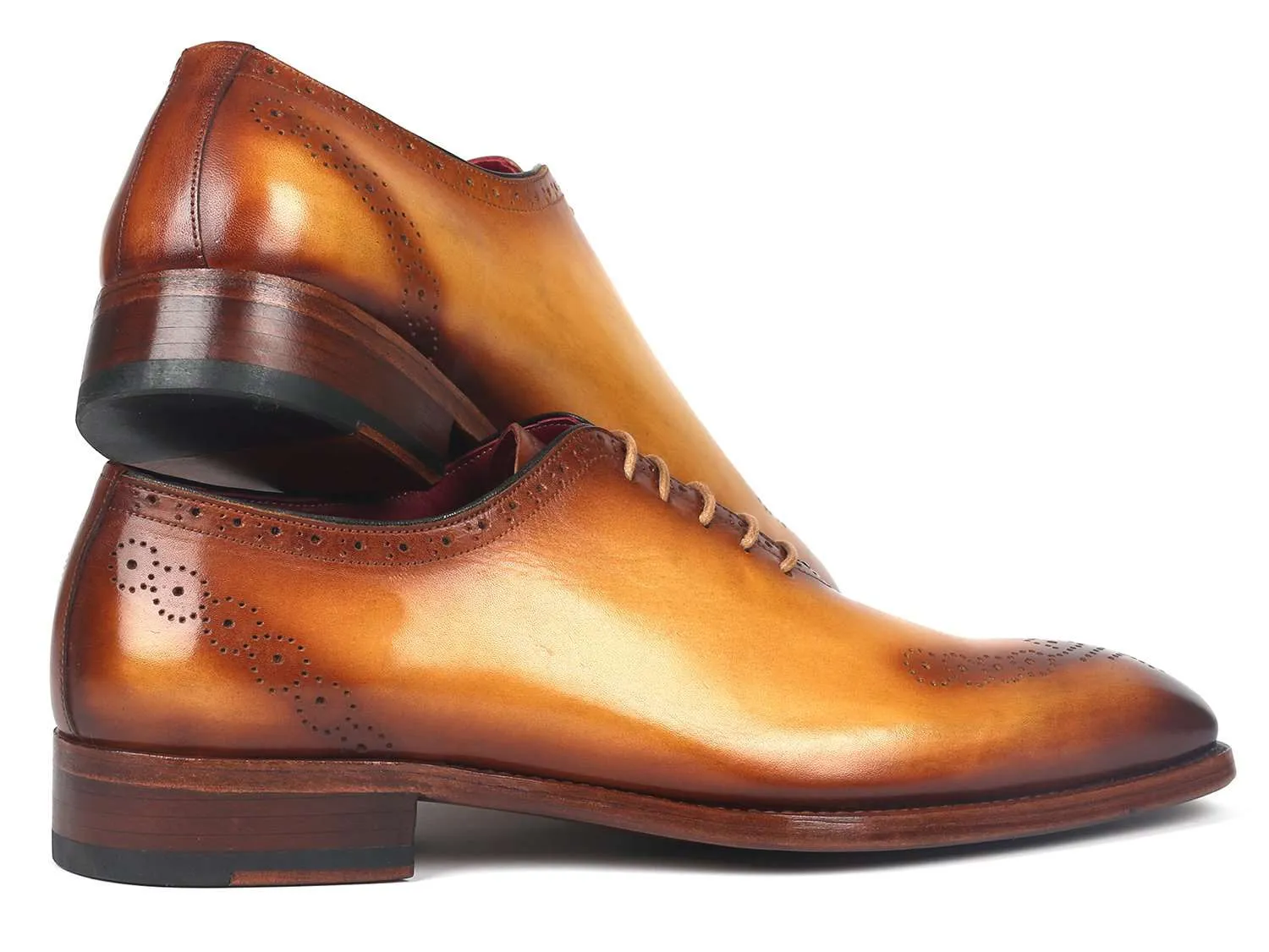 Paul Parkman Camel Leather Punched Oxfords