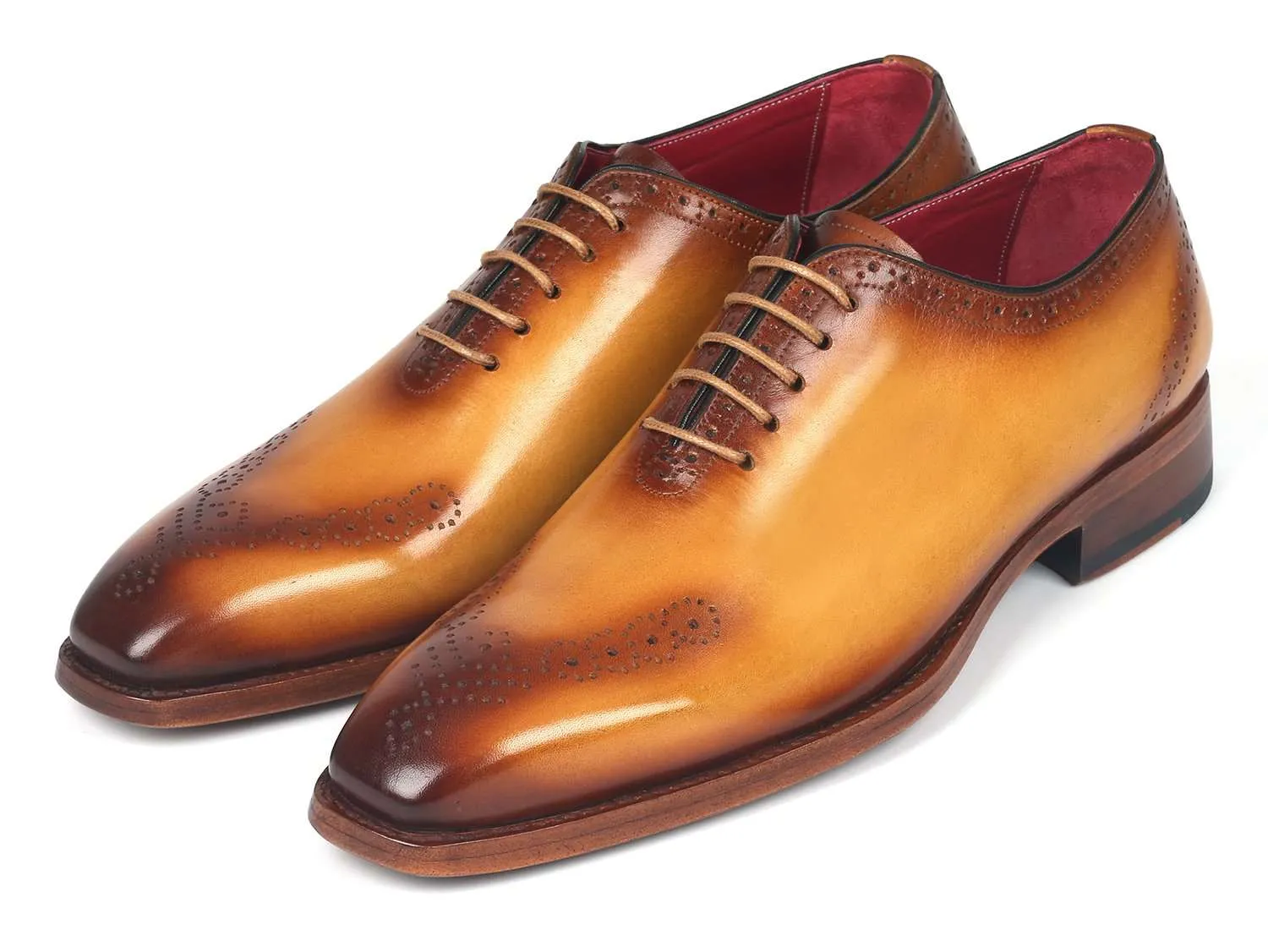 Paul Parkman Camel Leather Punched Oxfords