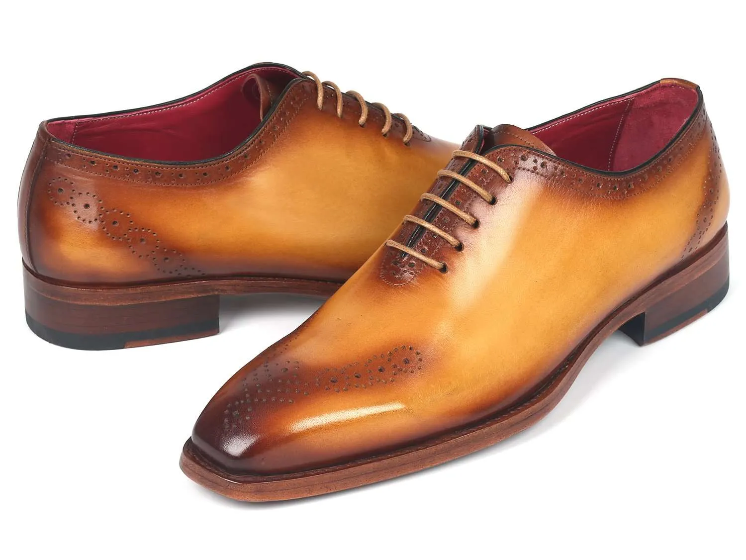 Paul Parkman Camel Leather Punched Oxfords