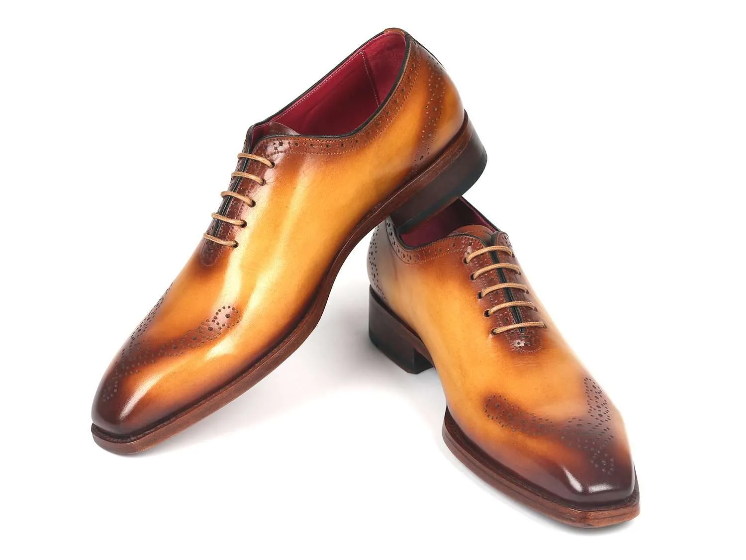 Paul Parkman Camel Leather Punched Oxfords