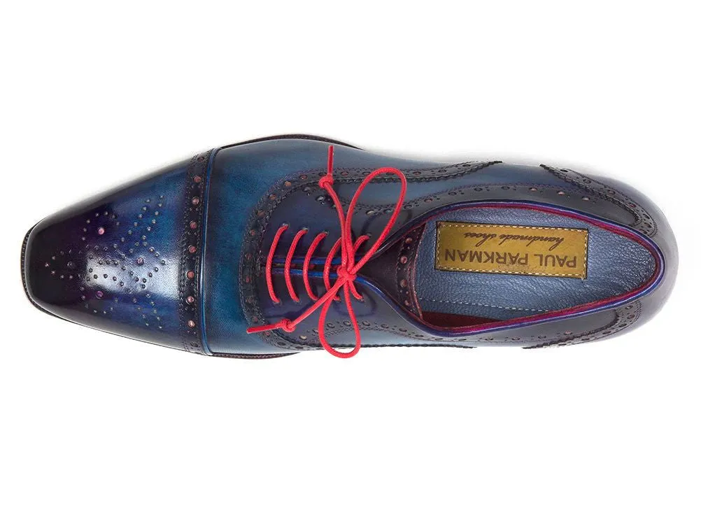 Paul Parkman Hand-Painted Captoe Oxfords Blue