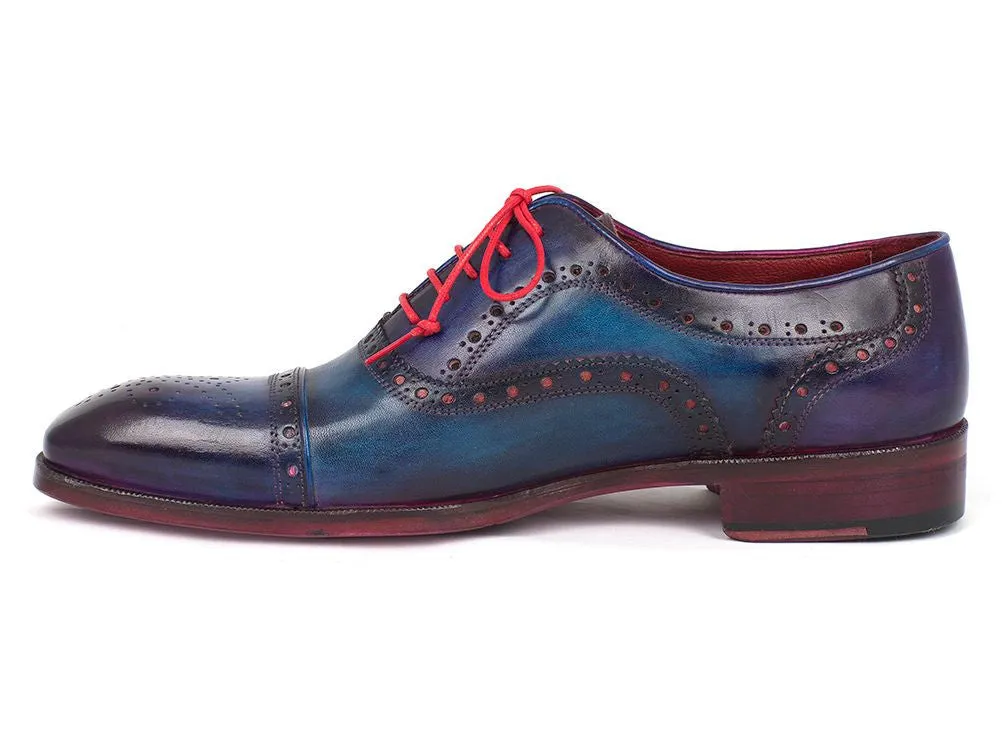 Paul Parkman Hand-Painted Captoe Oxfords Blue