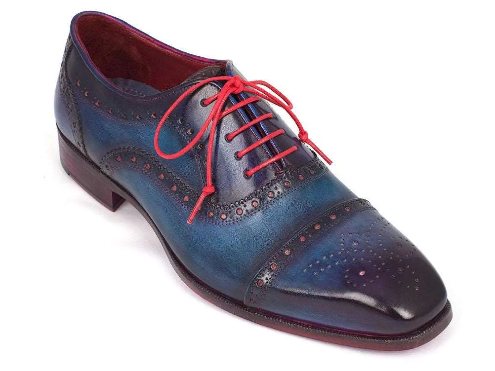 Paul Parkman Hand-Painted Captoe Oxfords Blue