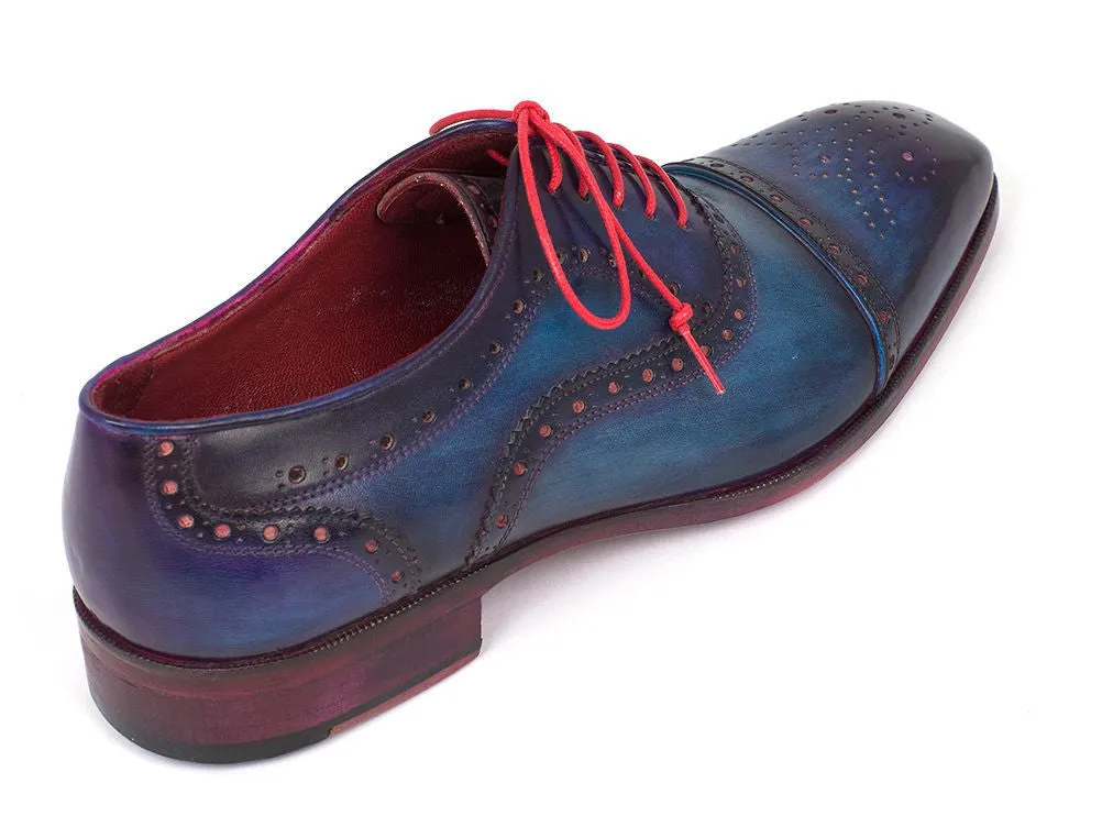 Paul Parkman Hand-Painted Captoe Oxfords Blue