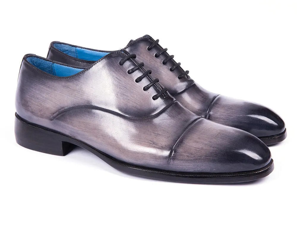 Paul Parkman Men's Gray Burnished Cap Toe Oxfords